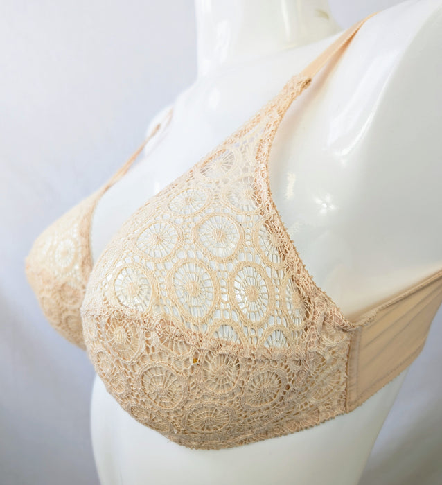 Chantelle Fete, a full cup bra on sale. Color Beige. Style 1960. Side view.