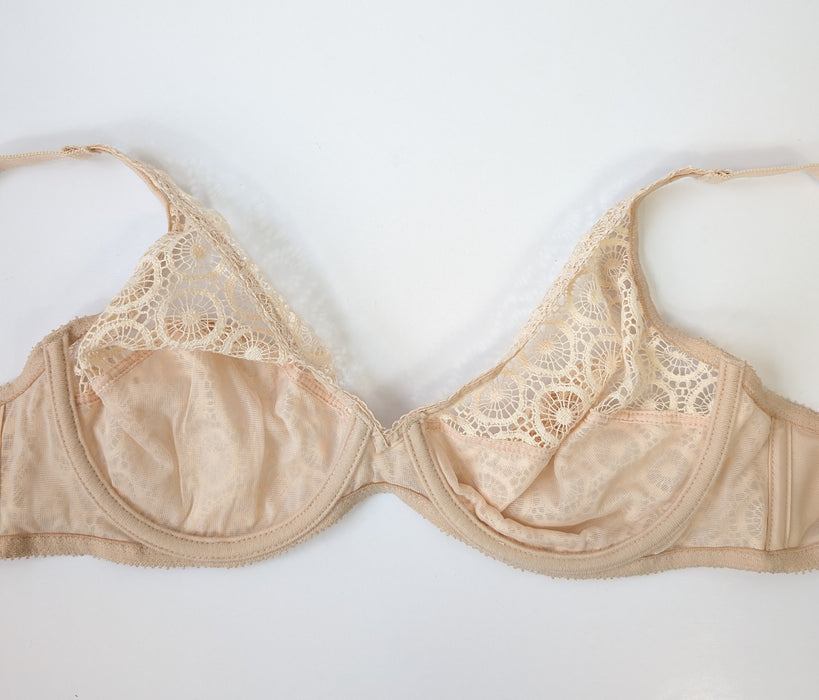 Chantelle Fete, a full cup bra on sale. Color Beige. Style 1960. Inside view.