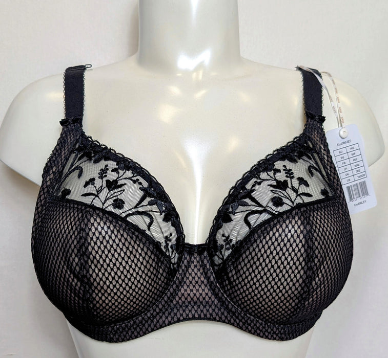 Elomi Charley, a plunge bra at a great price. Style EL4380. Color Black. Front view.