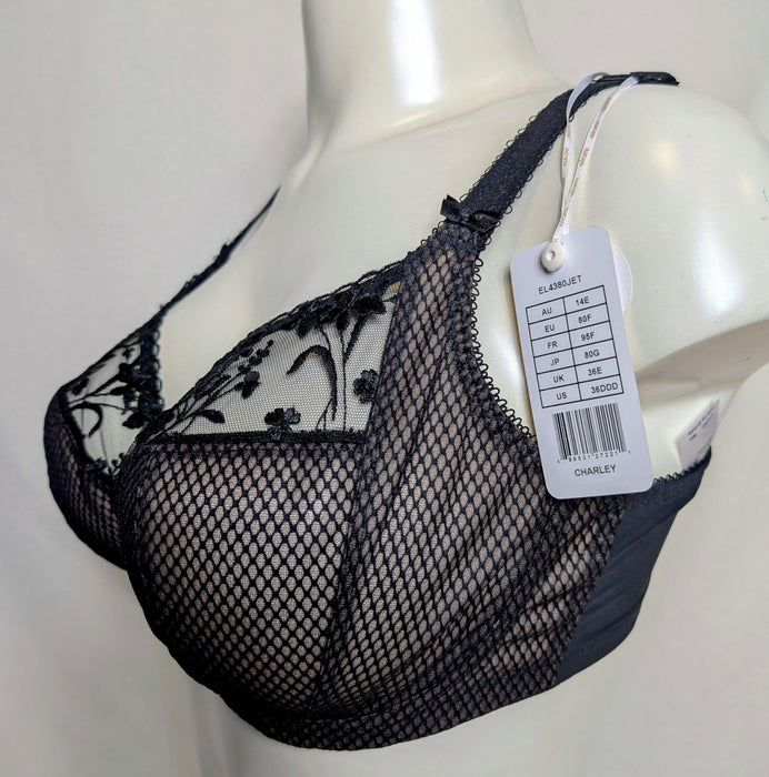 Elomi Charley, a plunge bra at a great price. Style EL4380. Color Black. Side view.