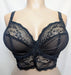 Black Elomi Charley longline lace bra on a mannequin against a white background. Style EL4381. Front view.