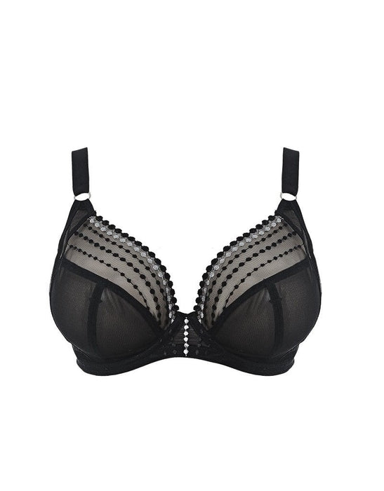 Elomi Matilda, a great plus size plunge bra. Color Black. Style EL8900.