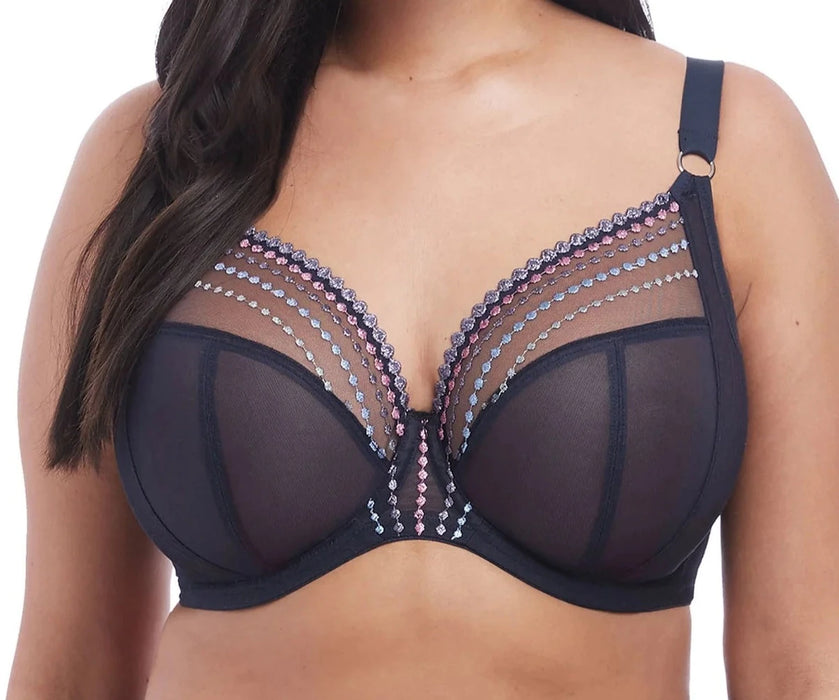 A premium plus size Elomi bra on sale. Matilda, a plunge bra with sheer cups. Color Unicorn. Style EL8900.