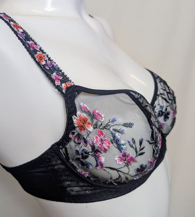 Fantasie Aurelia, a balconnette bra with wonderful embroidery. Color Black. Style FL101007. Side view.