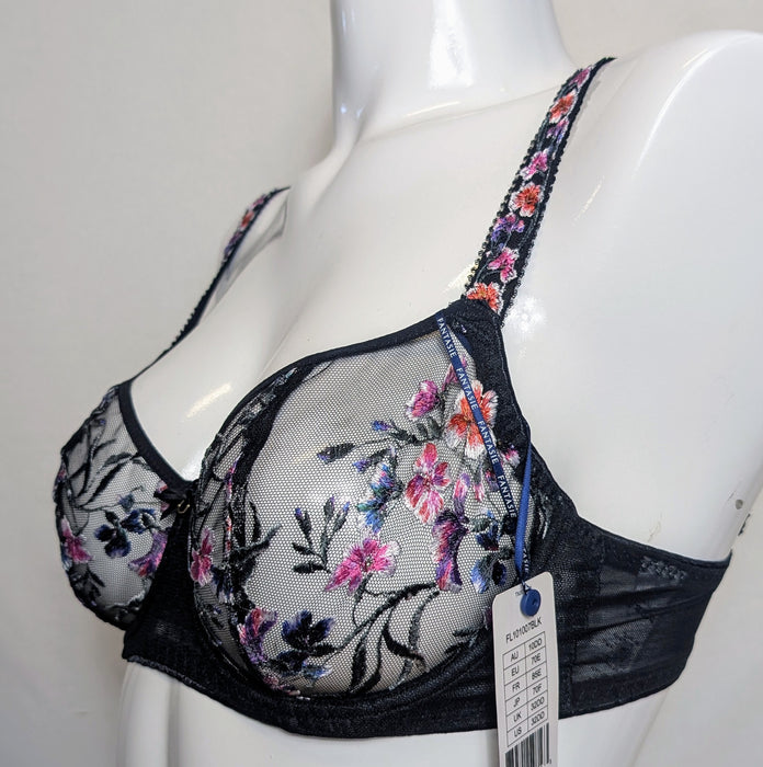 Fantasie Aurelia, a balconnette bra with wonderful embroidery. Color Black. Style FL101007. Side view.