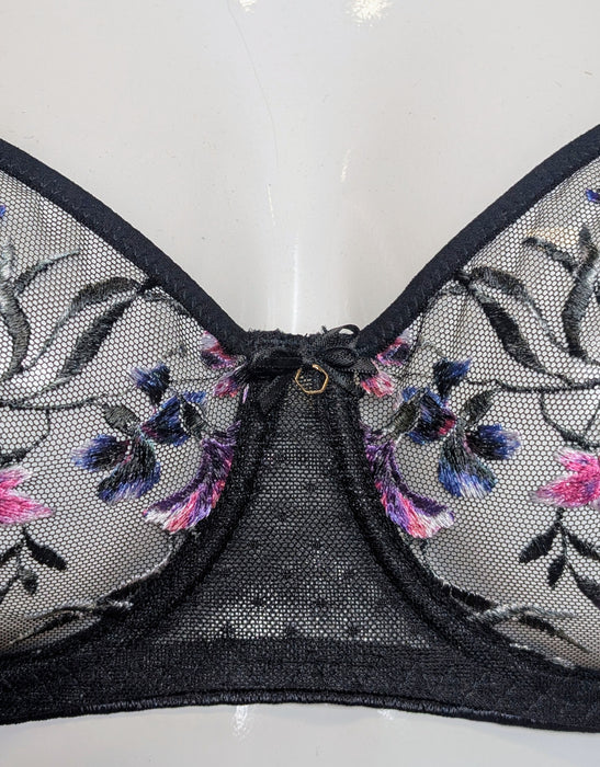 Fantasie Aurelia, a balconnette bra with wonderful embroidery. Color Black. Style FL101007. Gore view.