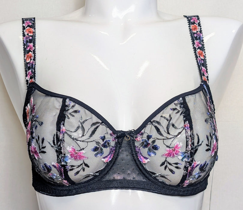 Fantasie Aurelia, a balconnette bra with wonderful embroidery. Color Black. Style FL101007. Front view.