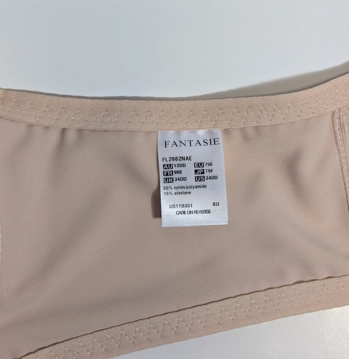 Fantasie Illusion side support bra in beige on a mannequin. Style FL2982. Tag view.
