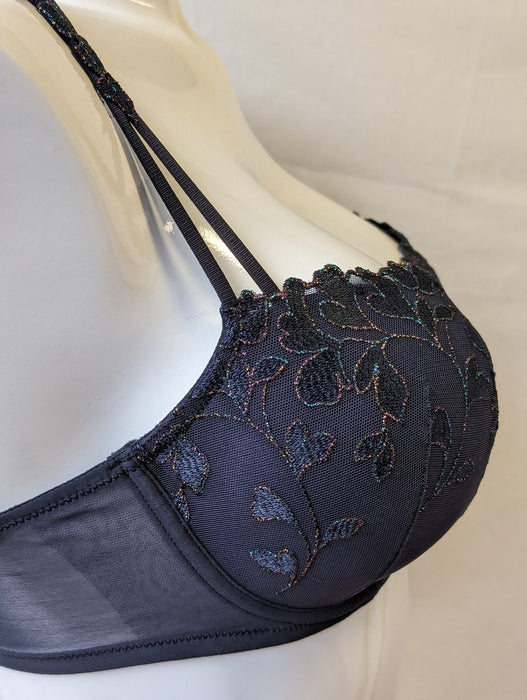Marie Jo Leda, a padded balcony bra with lots of sophistication. Style 0102529. Color Night Blue.