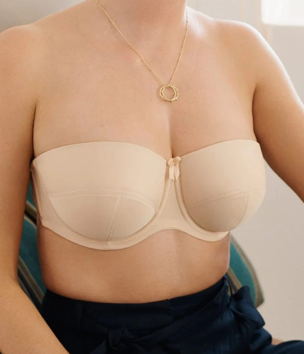 Panache Evie, a strapless bra that can be worn with straps in beige and at a discount. Style 5320.