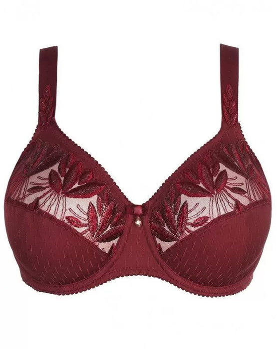 Prima Donna Orlando, a full cup bra that oozes comfort. Front view. Style 0163157. Color Deep Cherry.