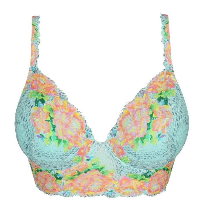 This Prima Donna bra from their Twist line is a lot of fun. A longline plunge bra called Efforia. Color Hawaiian Dream. Style 0241994.