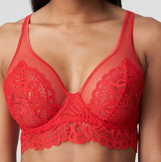 Twist by Prima Donna, First Night, a longline triangle bra on sale. Front view. Style 0141886. Color Pomme D Amour.