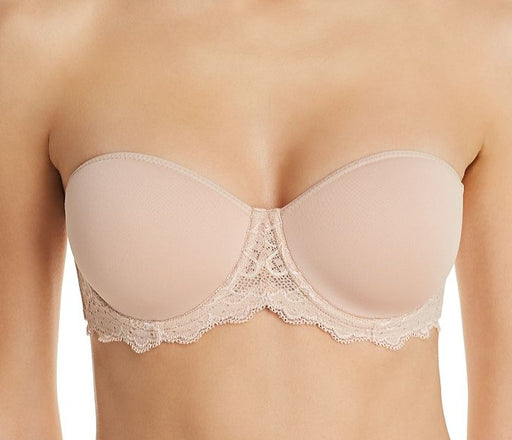 Simone Perele strapless bra, Caressence, a soft and gentle bra. Comes with removable straps. Color Beige. Style 12J300.