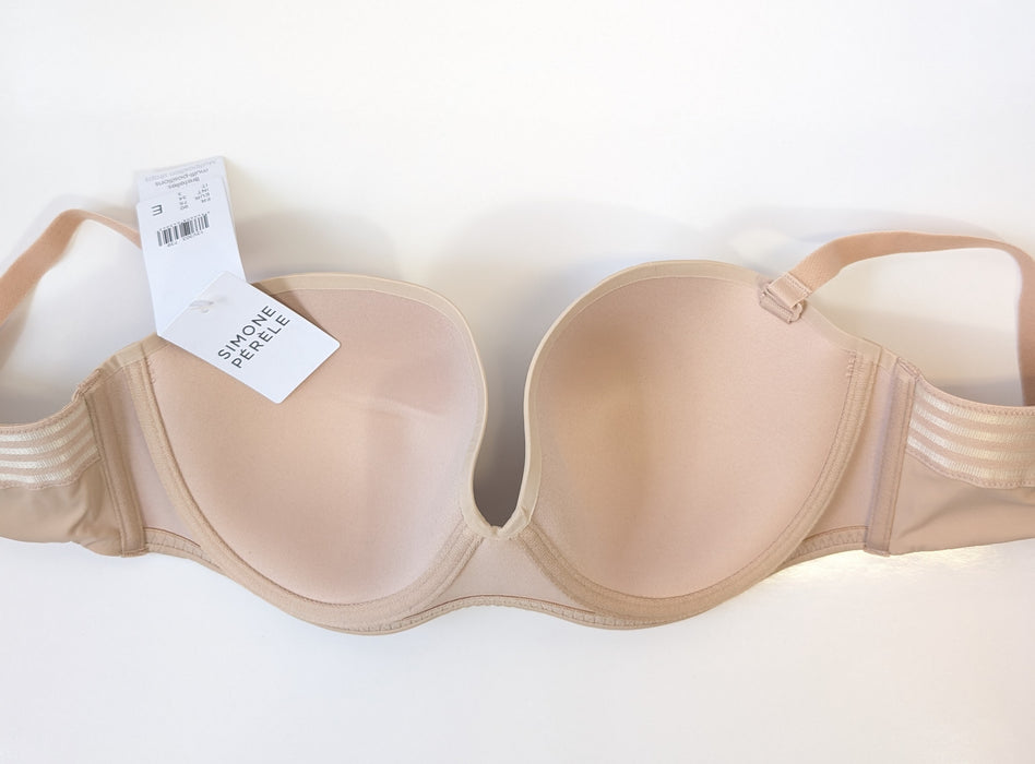 Simone Perele Essential, a premium strapless bra. Color Beige. Style 13V303. Inside view.