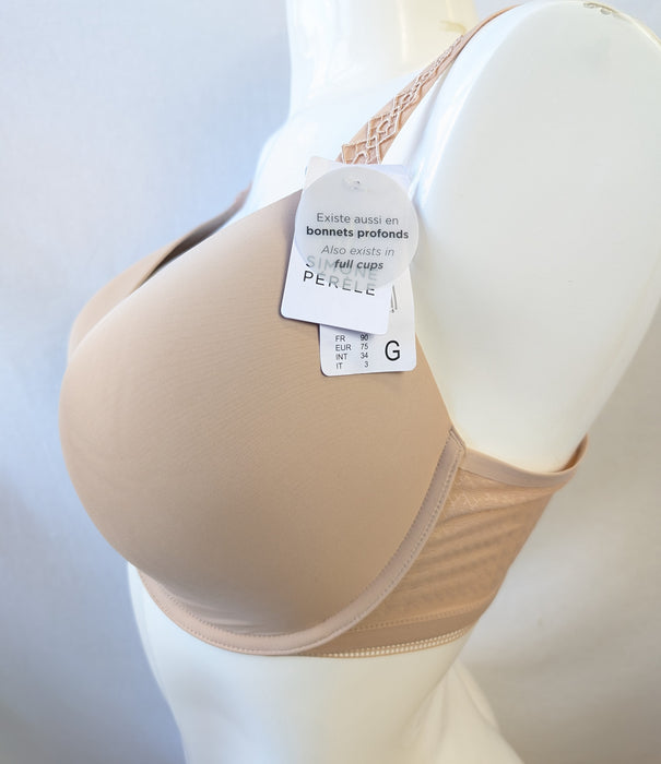 Simone Perele Muse, a padded plunge bra. Style 12C362. Color Beige. Side view.
