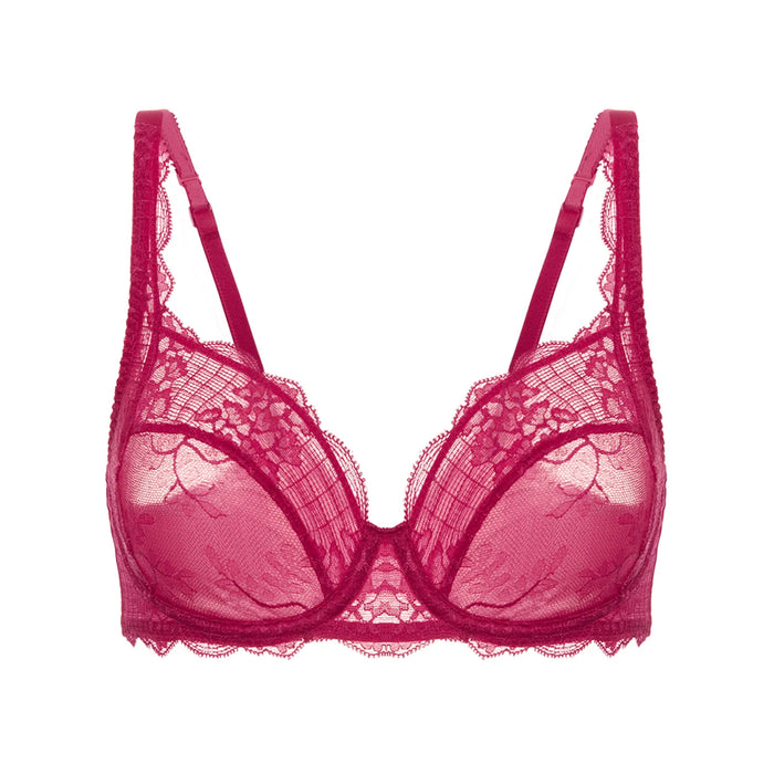 Simone Perele Reve, a beautiful full cup bra on sale. Color Cranberry. Style 12Z313.