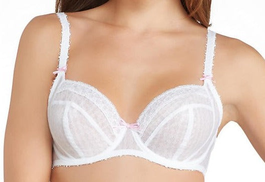An affordable Freya bra, Rapture, a plunge item with side support seams in a classic white. Style AA1671.