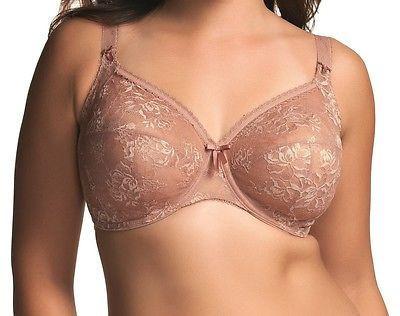  Victoria by Elomi, a great everyday bra for the full-bust woman. Semi-sheer with 4-part cups and support panels on the sides center your breast and prevent 'side spill'. Style 8150.