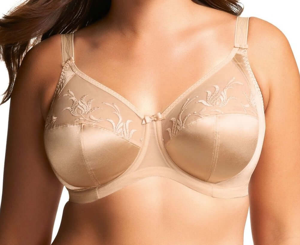 A much loved Elomi bra, Caitlyn. A discontinued bra, this is a great find. A full cup, side support item with great style. Color Nude. Style 8030.