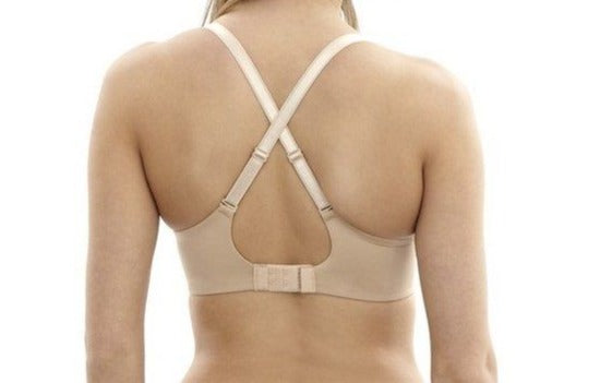 Panache Porcelain Elan, a moulded, plunge tshirt bra with a great shape and support. An ideal everyday bra at an affordable price. Color Beige. Style 7326.