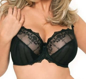 Curvy Kate Emily, a superior balcony bra for the full bust and at a low price. Color Black. Style CK5001.