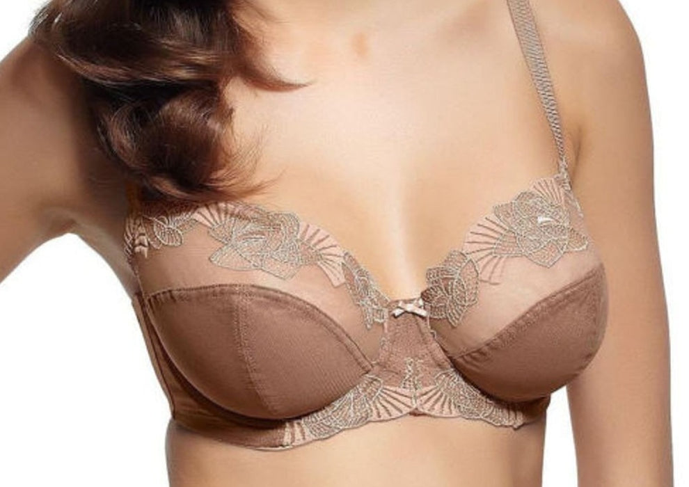 Loretta by Panache, this demi bra is designed for the full bust with 3-part mesh underwire cups and power mesh sides. Style 6681. 