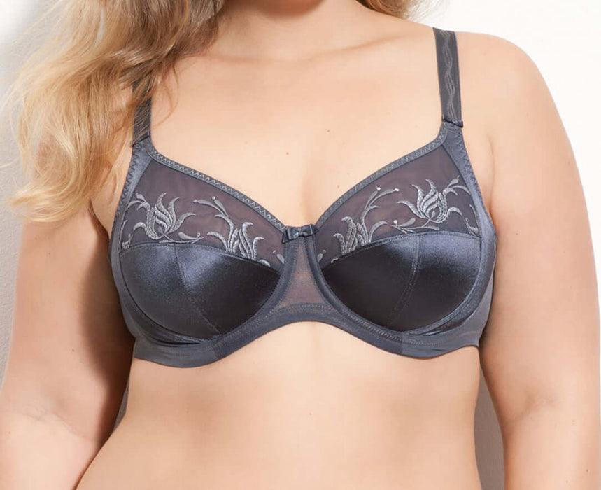 Elomi Caitlyn, a loved, supportive, full cup bra for the plus size lady. Color Slate. Style EL8030.