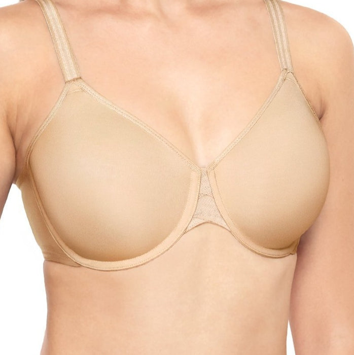A simple, comfortable, hard working bra on sale. Wacoal Precise Finish. A minimizer in a sand color. Style 857269.
