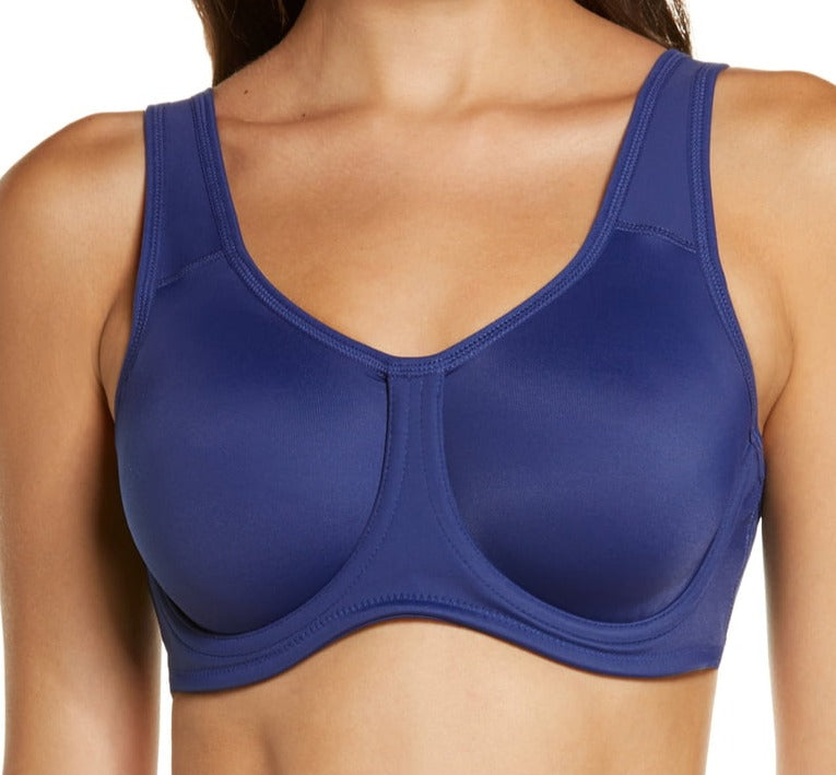 Wacoal High Impact sports bra on sale, great support all the time. Color Mazarine Blue. Style 855170.