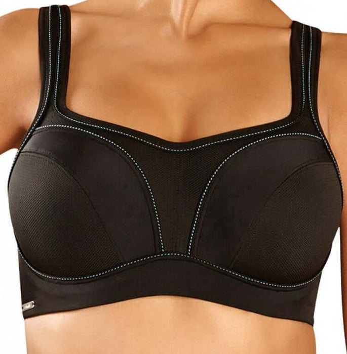 A superior Chantelle sports bra, High Impact. Breathable. Mositure wicking. Bounce Reducing. Comfortable. Color Black. Style 2941.