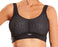 A wireless, compression, sports bra from Chantelle at a low price. Sizing is Small, Medium, Large. Color black. Style 2946.