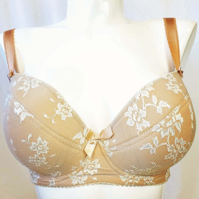 A premium Polish bra from Comexim, Micha, a plunge bra with tons of support, lightly padded. Color Caramel Latte.