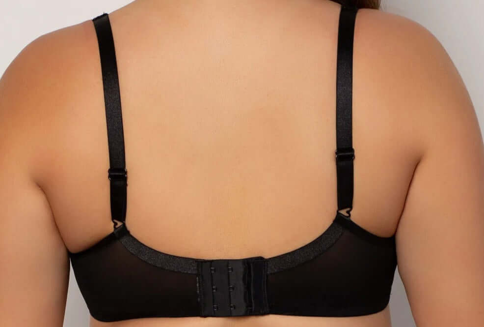 Curvy Couture sheer mesh, a premium plus size tshirt bra on sale. Color Black. Style 1310.