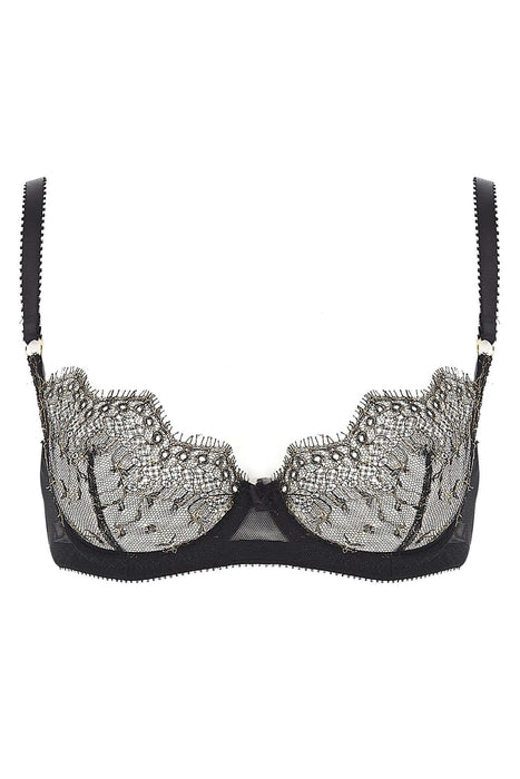 This Edge O Beyond bra, Evie, is a delicate and precious bra. Not an everyday bra. Made with lace, tulle, and silk, it is, well, beautiful. Color Black. Style Evie.
