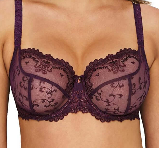 A best bra, no doubt, Empreinte Carmen, a balconette bra with great support and gorgeous see through mesh cups with amazing embroidery. Color Iris. Style 08188.