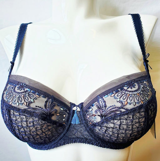 Empreinte Victoria, a balconette bra with high style. Color Navy. Style 08194.
