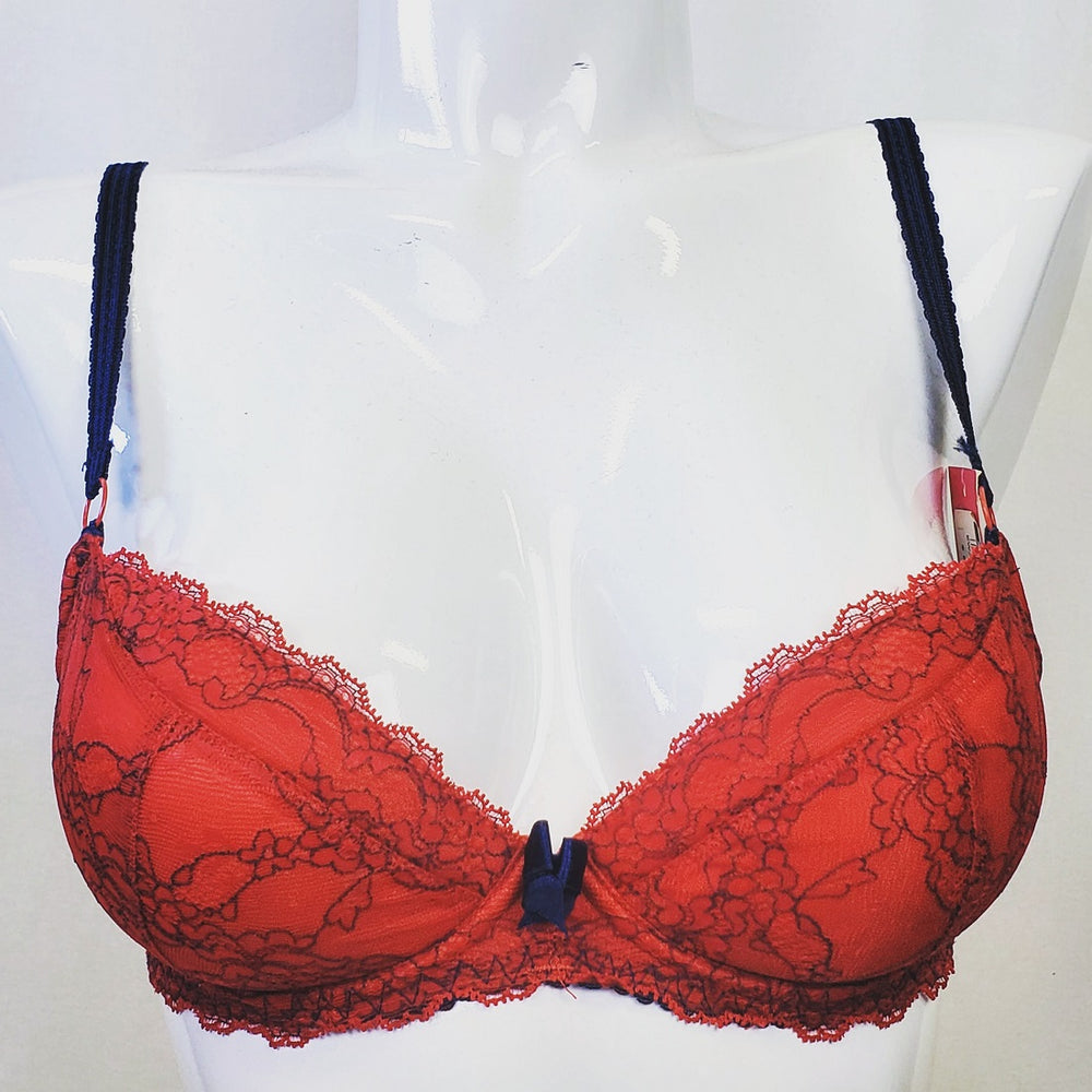 A hard to find, hand made, Ewa Michalak bra, Carmen, in a plunge style. Color Red. Style 951.