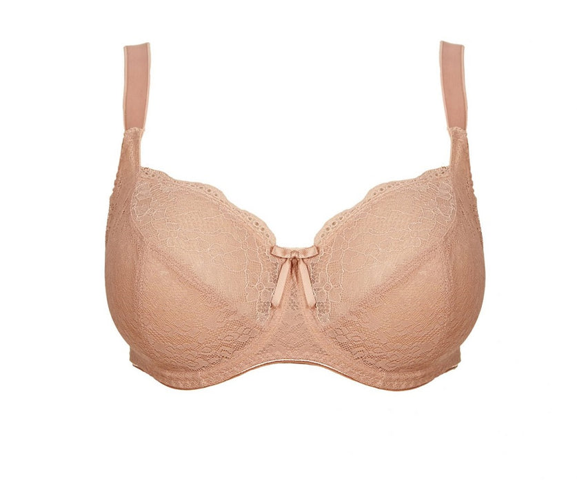 This Freya bra, Fancies, in a balcony style offers great coverage, support and shape. On sale now. Color beige. Style AA1012.
