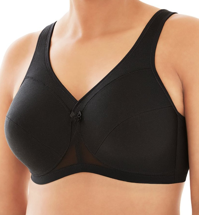 Glamorise Active Support, a wireless sports bra. Color Black. Style 1005.