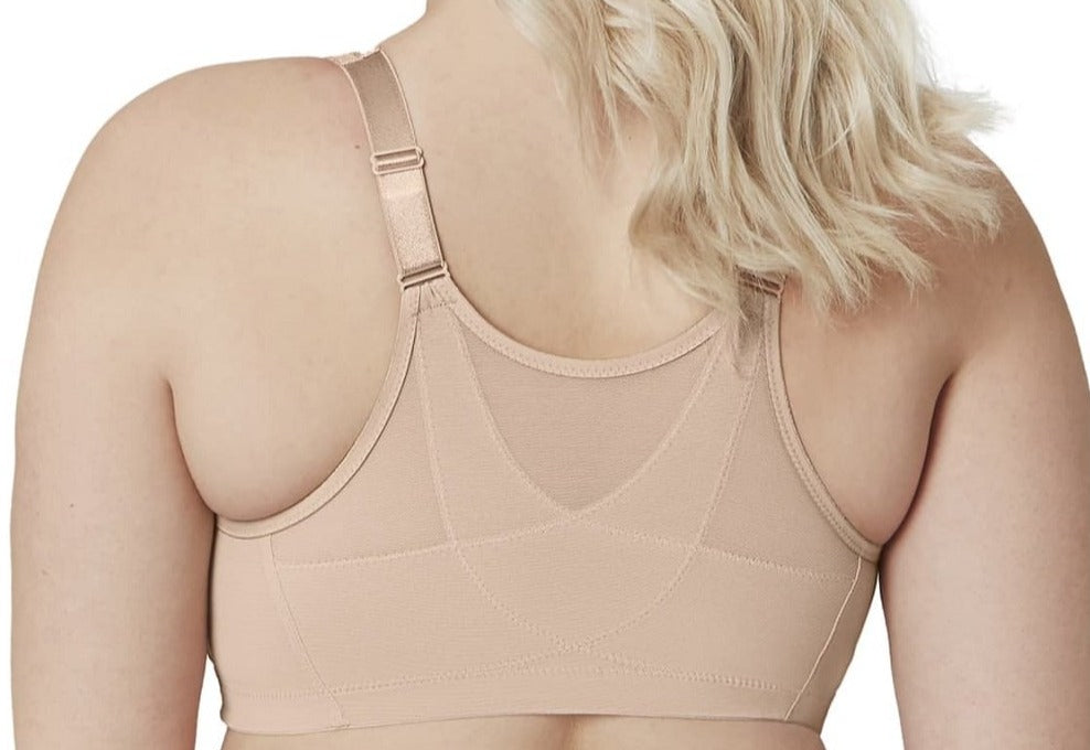 Glamorise Posture Back, a wireless bra for support and comfort. Color Beige. Style 1265.