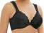 Glamorise Elegance, a front closing bra with lace upper cup. Color Black. Style 1245.