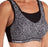 A wireless sports bra from Glamorise, Elite Performance. Color Black Print. Style 1067.
