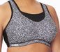 A wireless sports bra from Glamorise, Elite Performance. Color Black Print. Style 1067.