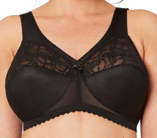 Glamorise Full Figure, a wireless sexy bra with inner sling. Color Black. Style 1000.