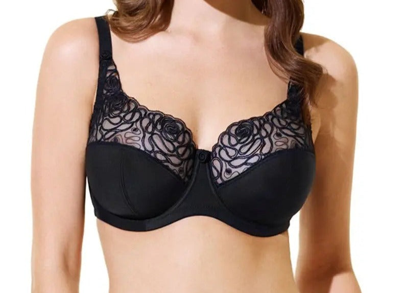 Panache Harmony, a full cup bra ideal for the plus size bust. Color Black. Style 4035.