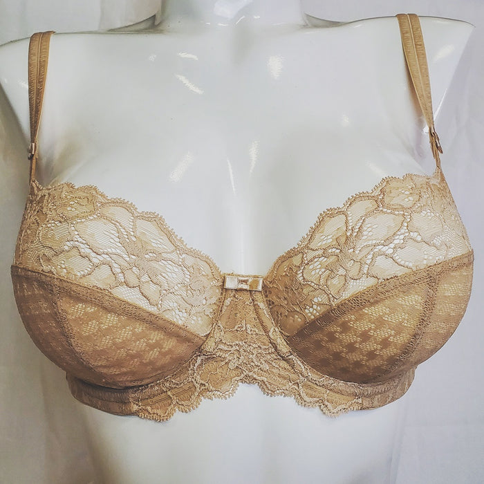 Panache Envy, a full cup demi bra with a side panel. Color beige. Style 7285.