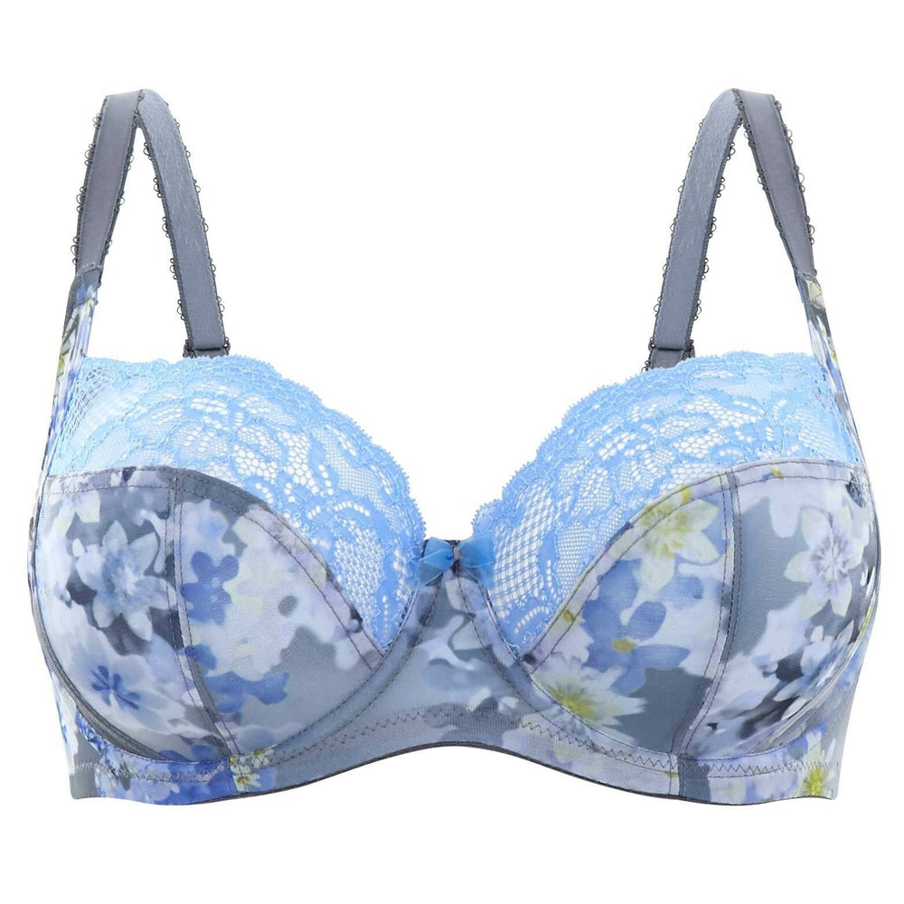 Panache Jasmine, a balconette bra in a wonderful fun color of Blue Blossom. A soft, fun, airy Panache bra on sale. Style 6951.