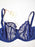 Panache Lois, a sophisticated balconette bra with sheer cups with beautiful all over embroidery in a rich navy blue color. Style 9591.