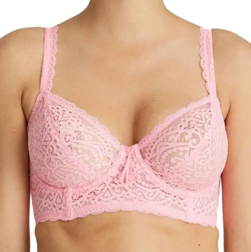Twist by Prima Donna, this bra, I Do, is a longline bra with an underwire. Style 0141606. Color Pretty Pink.